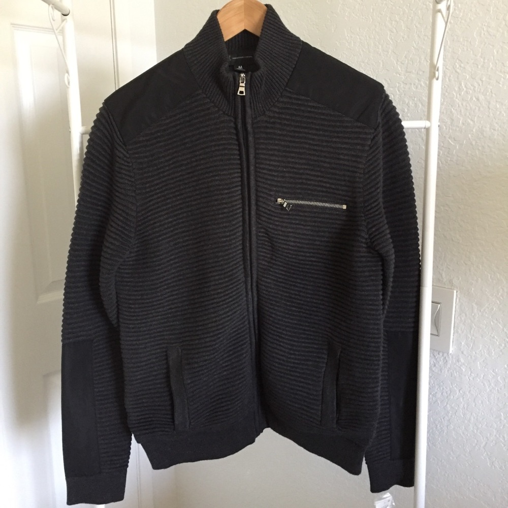 INC international Concept gray knit zip jacket